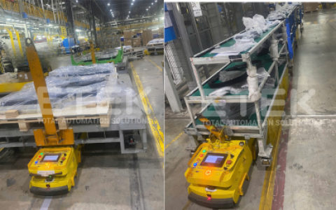 Tự động hóa vận chuyển vật liệu với hệ thống AGV hiện đại trong nhà máy ô tô